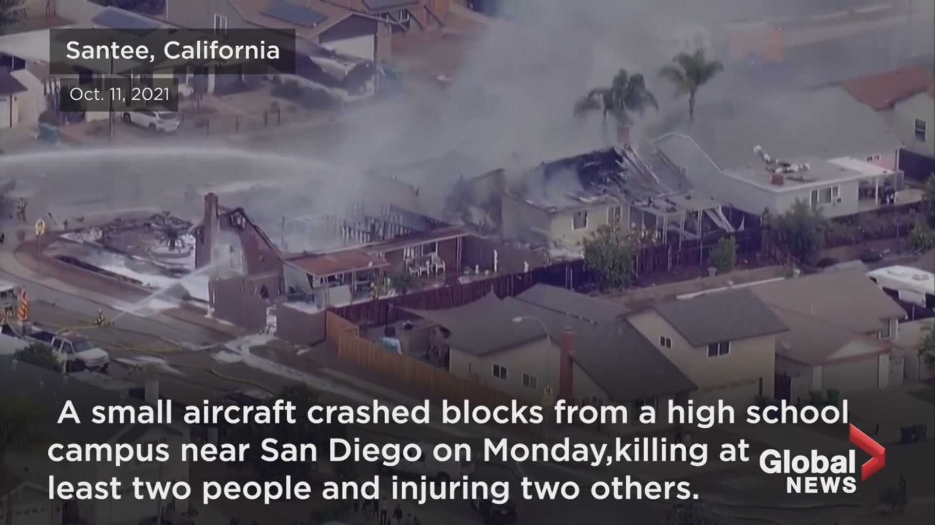 San Diego California Plane Crash Oct 11th at least 2 people have died and houses are on fire